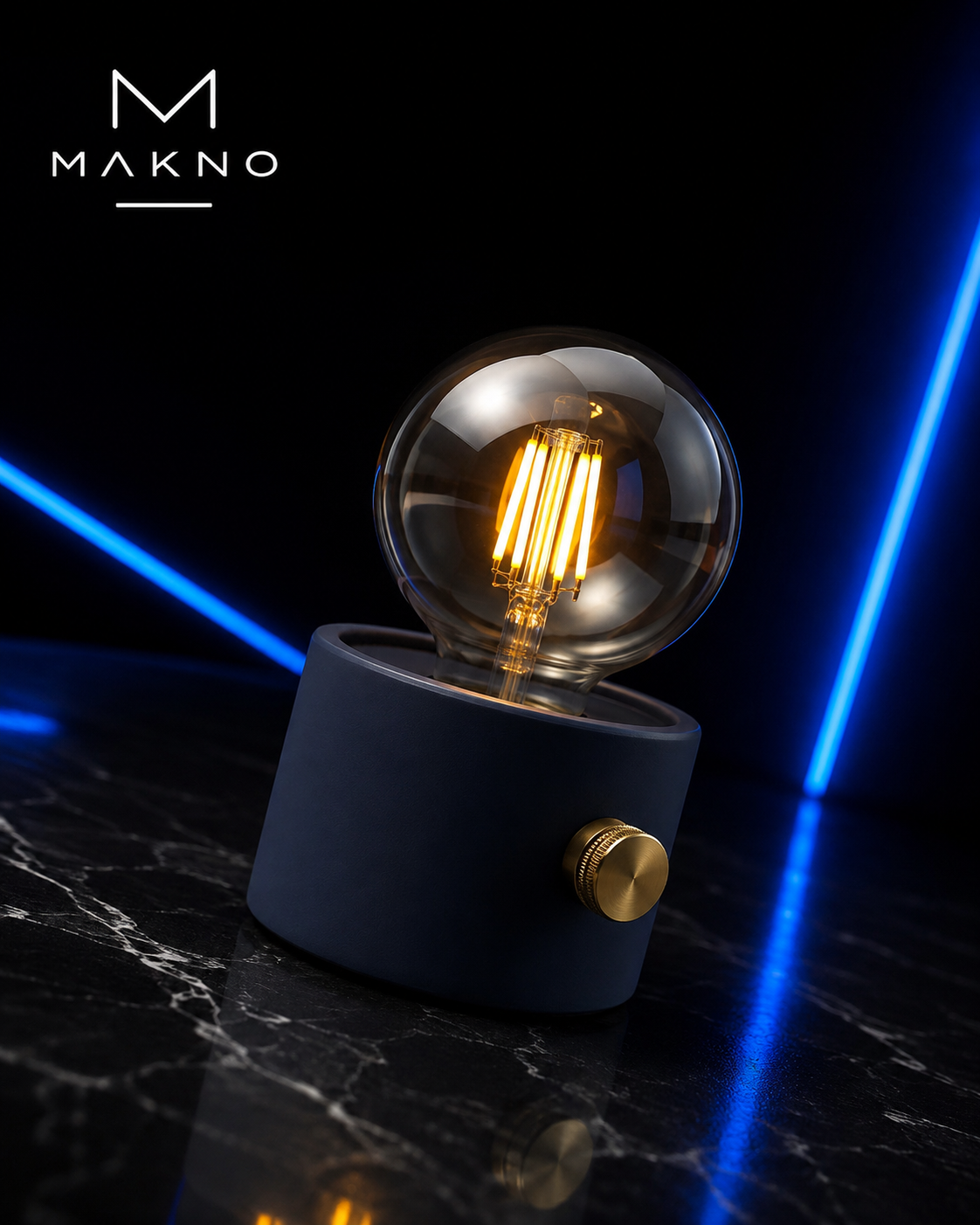 MAKNO RetroGlow™ – Lámpara LED Vintage Regulable con 4 Filamentos y Luz Cálida
