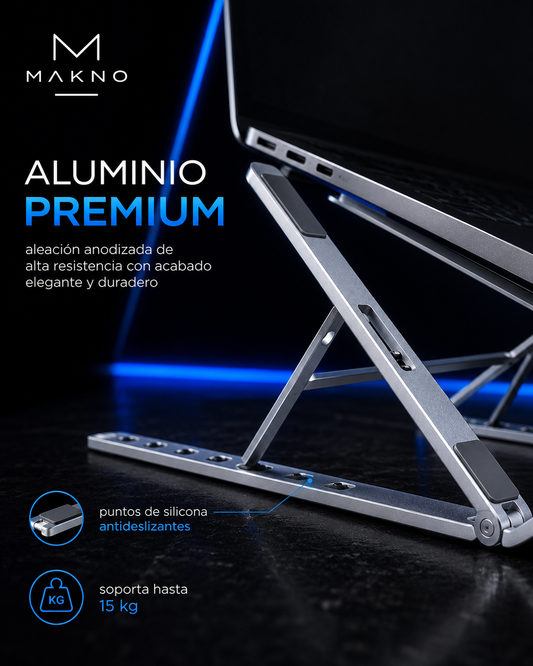 MAKNO Elevate Pro™ — Soporte Plegable y Ajustable para Portátil y Tablet