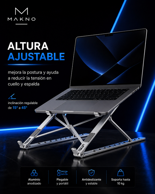 MAKNO Elevate Pro™ — Soporte Plegable y Ajustable para Portátil y Tablet