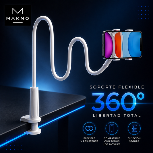 MAKNO FlexView™ - Soporte flexible premium para smartphone con rotación 360°