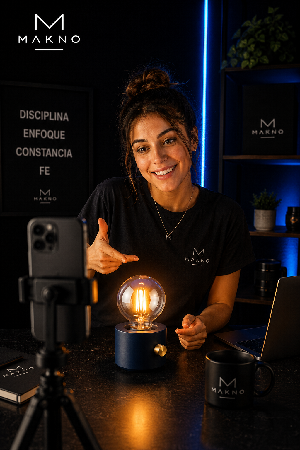 MAKNO RetroGlow™ – Lámpara LED Vintage Regulable con 4 Filamentos y Luz Cálida